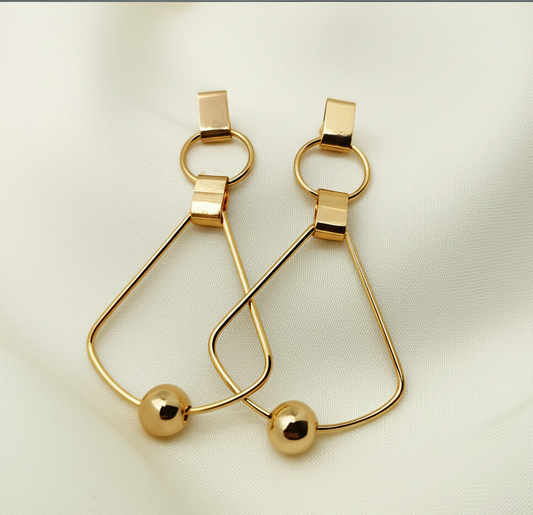 Fancy Gold Dangling - Earrings, Elegant Affordable Jewelry by The Leather Jewel