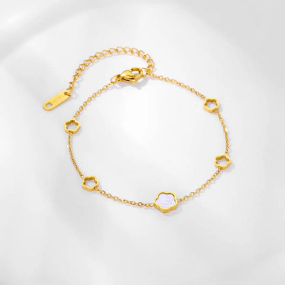 Five Leaf Flower - Bracelet, Tarnish-Free Jewelry by The Leather Jewel, Pakistan