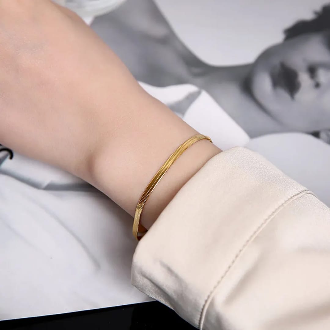 Flat Snake Chain - Bracelet, Tarnish-Free Jewelry by The Leather Jewel