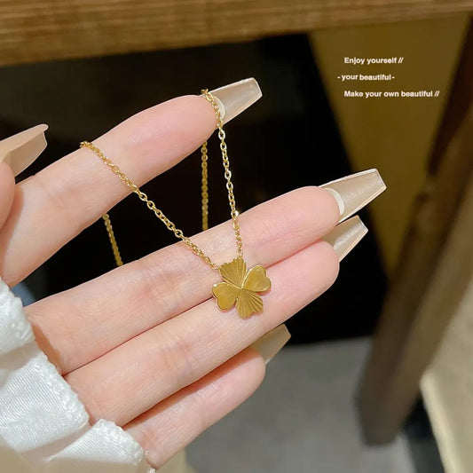 Four-leaf Clover Pendant - Necklace, Trendy Tarnish-Free Jewelry by The Leather Jewel
