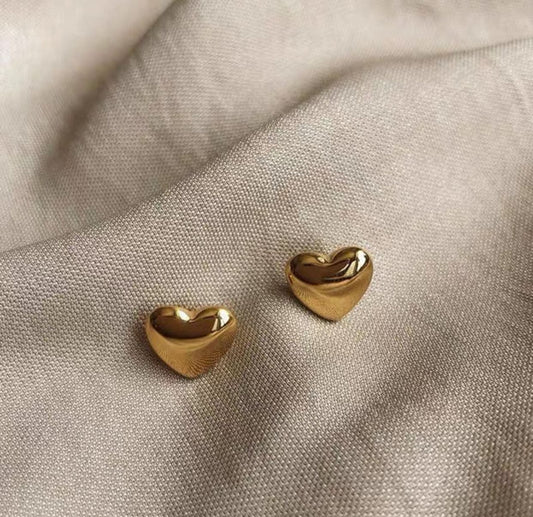 Glossy Heart Gold - Earrings , Fashion Jewelry by The Leather Jewel