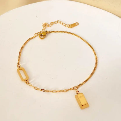 Gold Brick Pendant - Anklet
