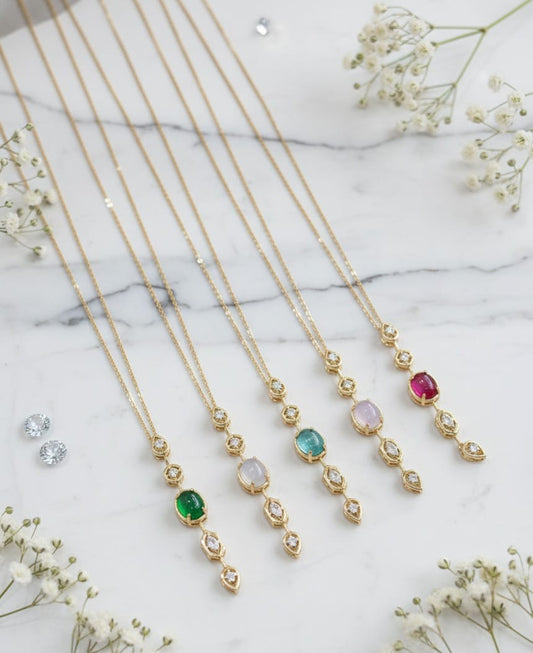 Gold Color Zircon Stone - Necklace