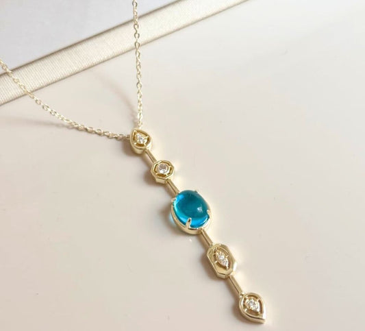 Gold Color Zircon Stone - Necklace, Tarnish-Free Jewelry by The Leather Jewel, Pakistan