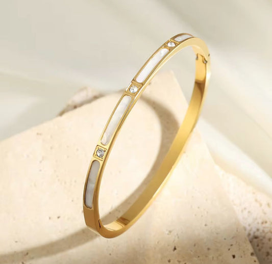 Gold Diamond Bangle - Bracelet, Tarnish-Free Jewelry by The Leather Jewel, Pakistan