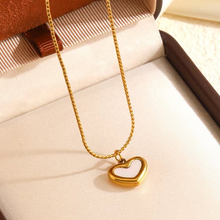 Gold Heart Pendant - Necklace, Tarnish-Free Jewelry by The Leather Jewel, Pakistan