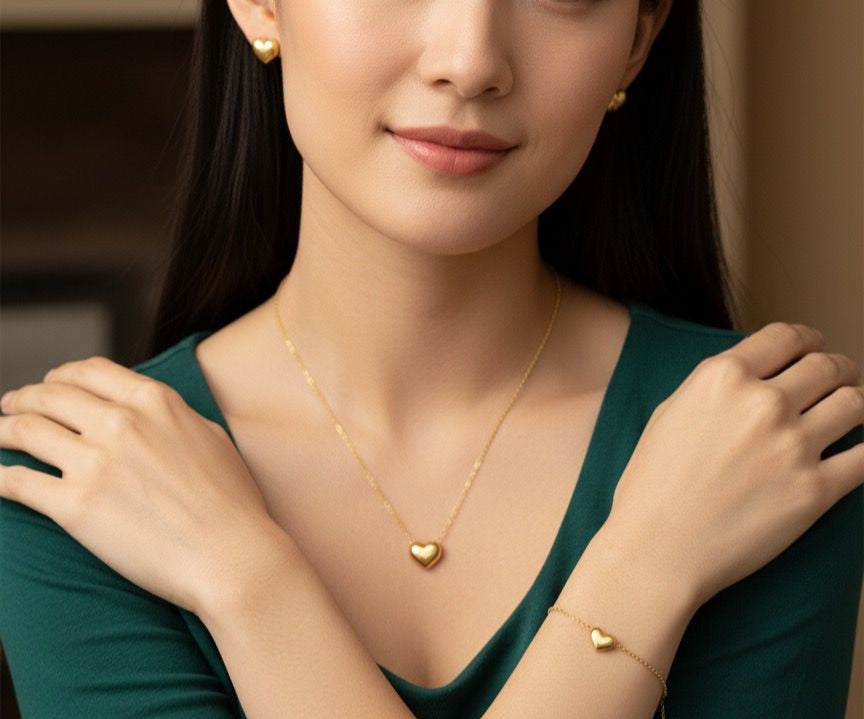 Gold Love Heart - Jewelry Set