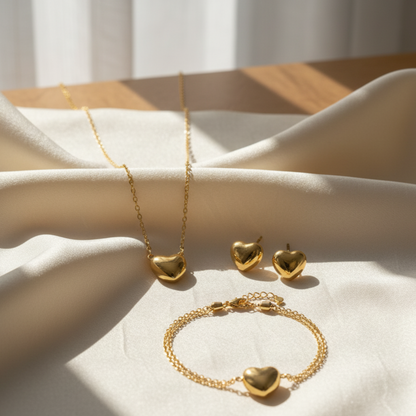 Gold Love Heart - Jewelry Set