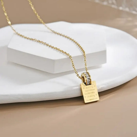 Gold Plated Book Letter Pendant - Necklace, Elegant Jewelry for Women by The Leather Jewel