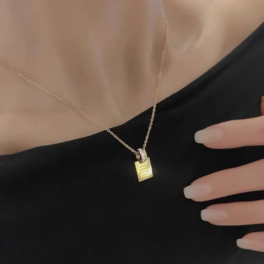 Gold Plated Book Letter Pendant - Necklace