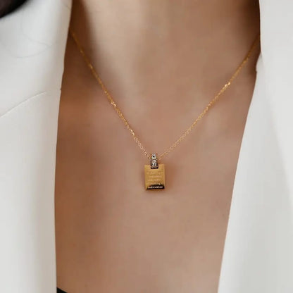 Gold Plated Book Letter Pendant - Necklace