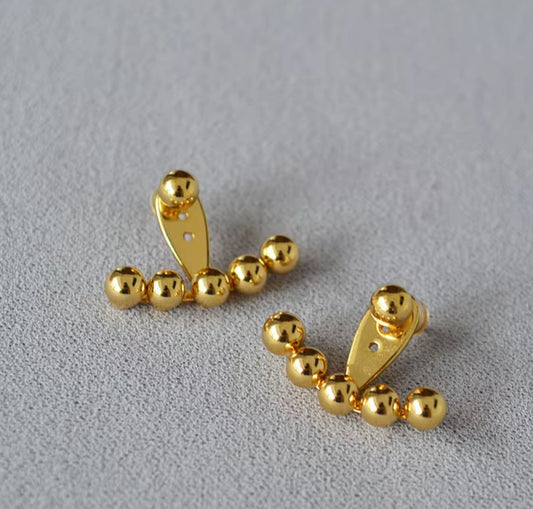 Golden Ball Ear Jackets - Earrings