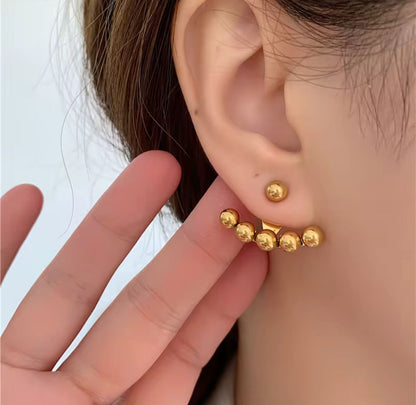 Golden Ball Ear Jackets - Earrings, Tarnish-Free Stylish Jewelry by The Leather Jewel, Pakistan