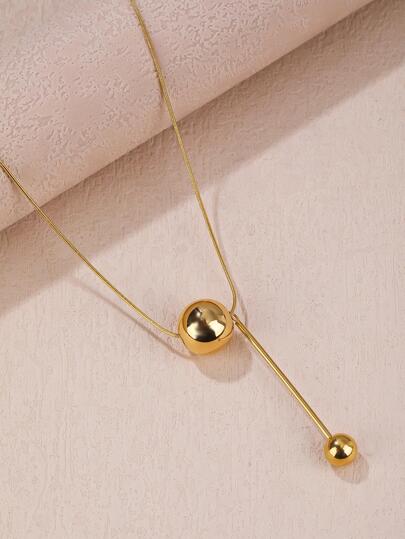 Golden Ball Pendant Stainless Steel - Necklace, Elegant Jewelry for Women by The Leather Jewel