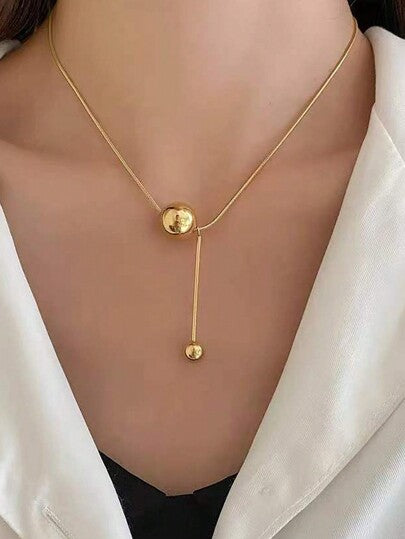 Golden Ball Pendant Stainless Steel - Necklace