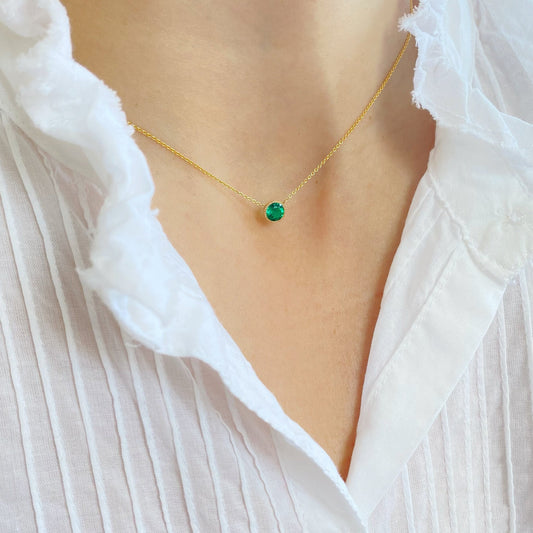 Green stone pendent necklace, Tarnish-Free Jewelry by The Leather Jewel, Pakistan