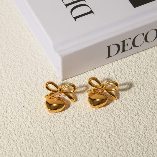 Heart Love French Knot Stud - Earrings, Tarnish-Free Stylish Jewelry by The Leather Jewel