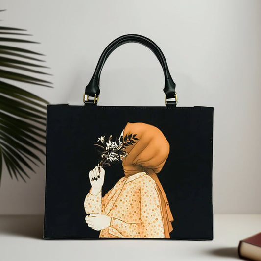 Hijab Girl Black Canvas Tote Bag, Trendy Ladies Handbag by The Leather Jewel