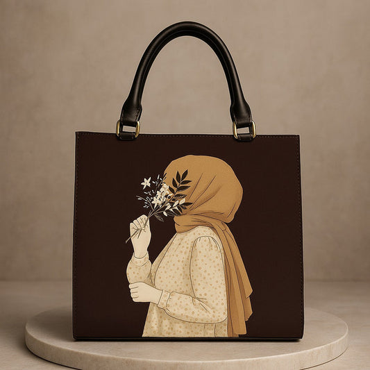 Hijab Girl Dark Brown Canvas Tote Bag, Trendy Ladies Handbag by The Leather Jewel