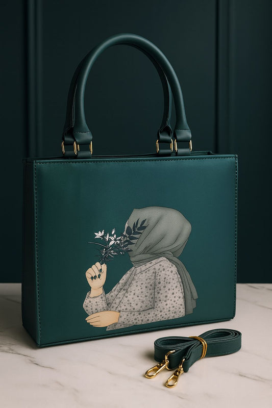 Hijab Girl Green Canvas Tote Bag, Durable Everyday Bag by The Leather Jewel