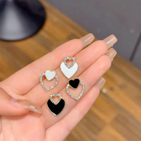Korean Asymmetric Heart Stud - Earrings, Elegant Affordable Jewelry by The Leather Jewel