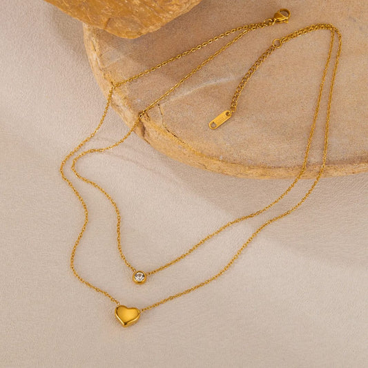 Layered Heart - Necklace, Tarnish-Free Jewelry by The Leather Jewel, Pakistan