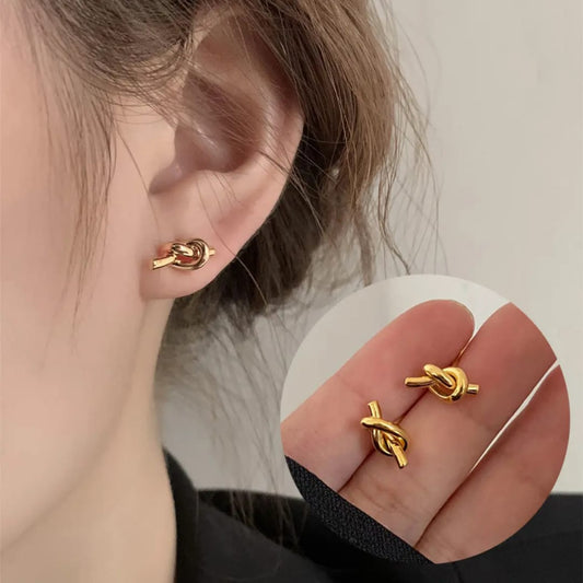 Line Knotted Stud - Earrings