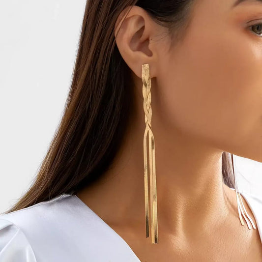 Long Chain Tassel Drop- Earrings, Tarnish-Free Stylish Jewelry by The Leather Jewel, Pakistan