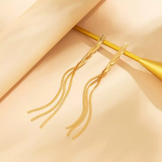 Long Chain Tassel Drop- Earrings, Tarnish-Free Stylish Jewelry by The Leather Jewel, Pakistan