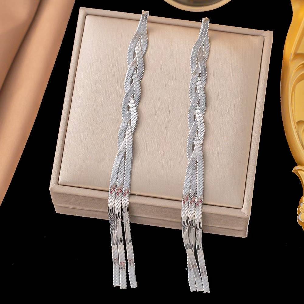 Long Chain Tassel Drop- Earrings, Tarnish-Free Stylish Jewelry by The Leather Jewel, Pakistan