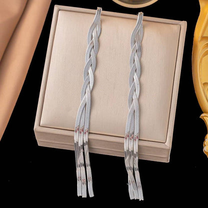 Long Chain Tassel Drop- Earrings, Tarnish-Free Stylish Jewelry by The Leather Jewel, Pakistan
