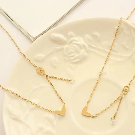 Love Heart Ring Tassel Pendant - Necklace