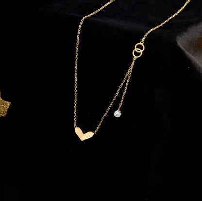 Love Heart Ring Tassel Pendant - Necklace