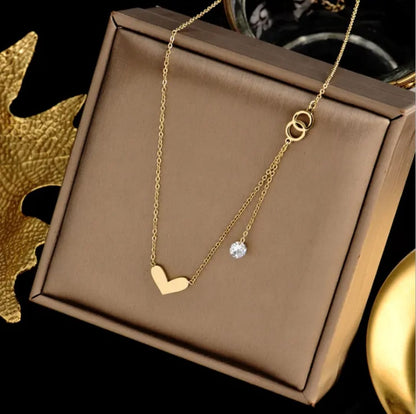 Love Heart Ring Tassel Pendant - Necklace