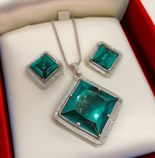 Luxury Diamond Green - Jewelry Set ,Elegant Affordable Jewelry by The Leather Jewel
