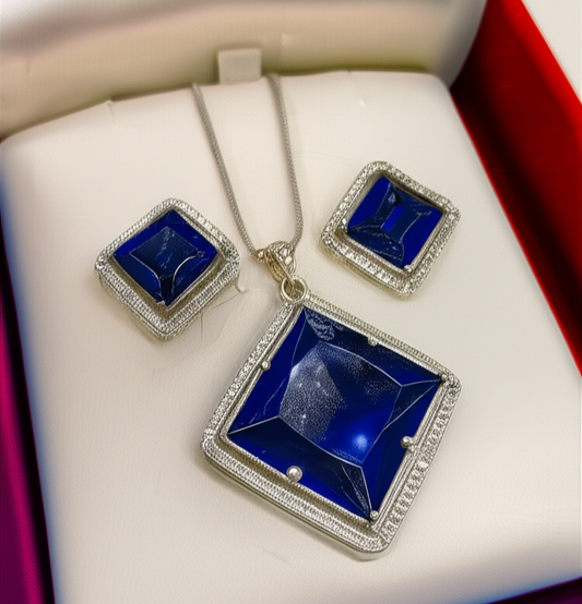 Luxury Diamond Navy Blue - Jewelry Set, Elegant Affordable Jewelry by The Leather Jewel