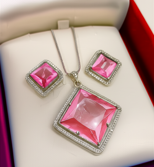 Luxury Diamond Pink - Jewelry Set, Elegant Affordable Jewelry by The Leather Jewel
