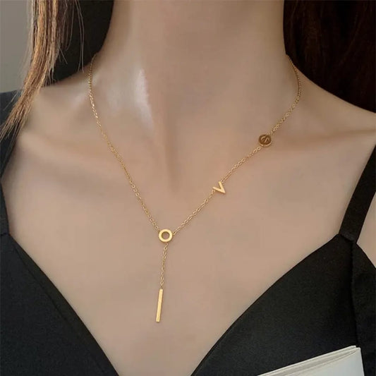 Luxury Love Letter Pattern Charm - Necklace