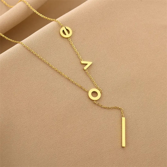 Luxury Love Letter Pattern Charm - Necklace, Trendy Tarnish-Free Jewelry by The Leather Jewel