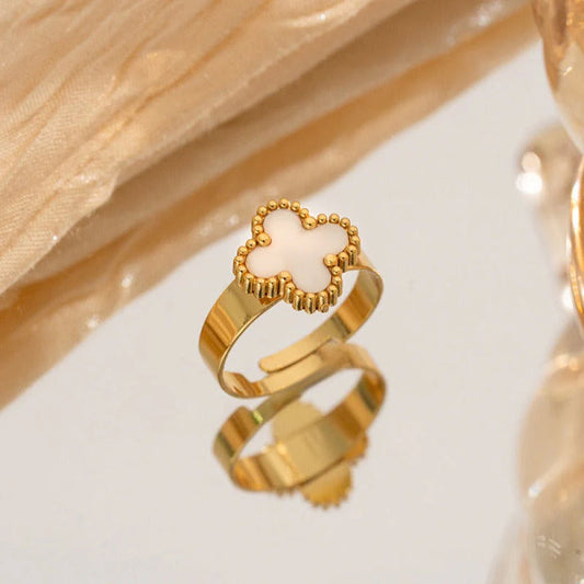 Luxury White Flower - Ring, Tarnish-Free Jewelry by The Leather Jewel, Pakistan