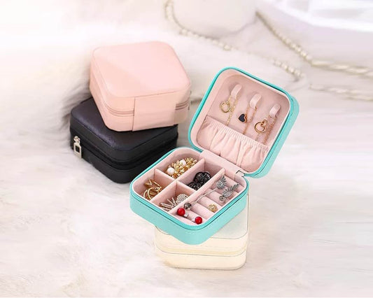 Mini Leather Square Jewelry Box, Stylish Organizer by The Leather Jewel