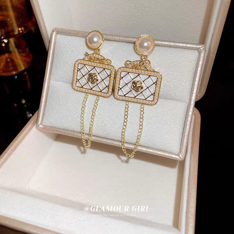 Pearl Flower Bag Tassel - Earrings, Fashion Jewelry by The Leather Jewel