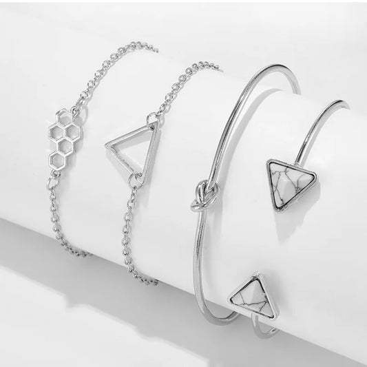 4pcs Metal Cuff Set - Bracelet