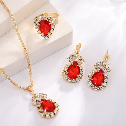 Red Diamond Gold - Jewelry Set ,Elegant Affordable Jewelry by The Leather Jewel