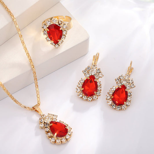 Red Diamond Gold - Jewelry Set ,Elegant Affordable Jewelry by The Leather Jewel