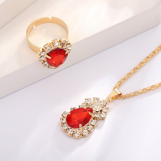 Red Diamond Gold - Jewelry Set ,Elegant Affordable Jewelry by The Leather Jewel