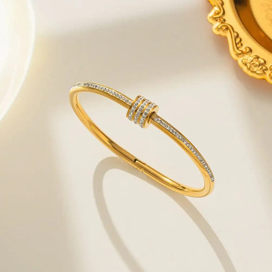 Rhinestone Studded Bangle - Bracelet, Tarnish-Free Jewelry by The Leather Jewel, Pakistan