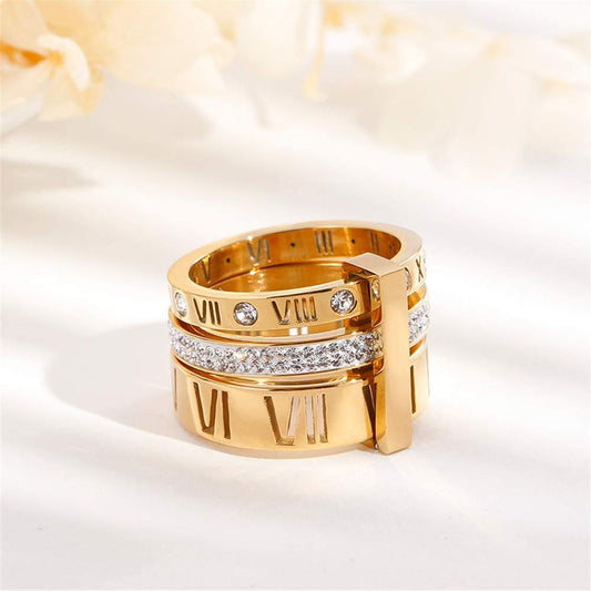 Roman Numeral Multilayer - Ring ,Tarnish-Free Jewelry by The Leather Jewel, Pakistan