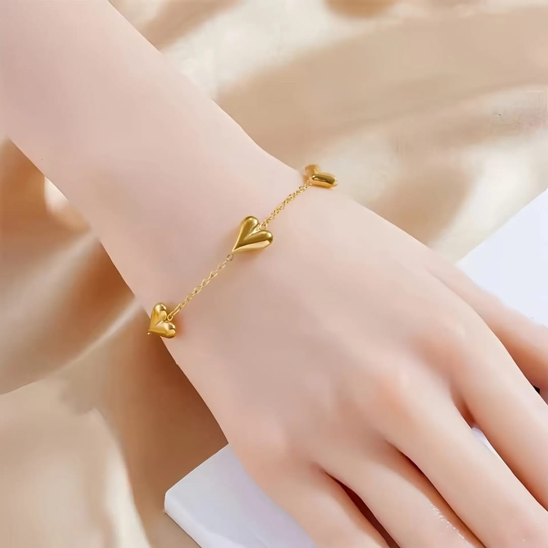 Romantic Heart Charm - Bracelet , Tarnish-Free Jewelry by The Leather Jewel, Pakistan