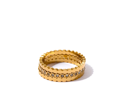 Royal Crown Stackable Set Ring , Elegant Tarnish-Free Ring for Women by The Leather Jewel